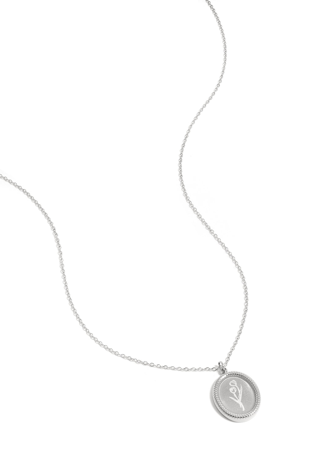 Tulpenbloem ketting van roestvrij staal - zilver