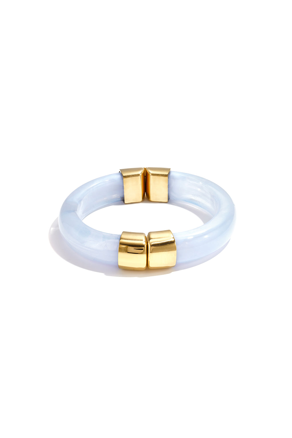 Chunky bangle with gold details - licht blauw