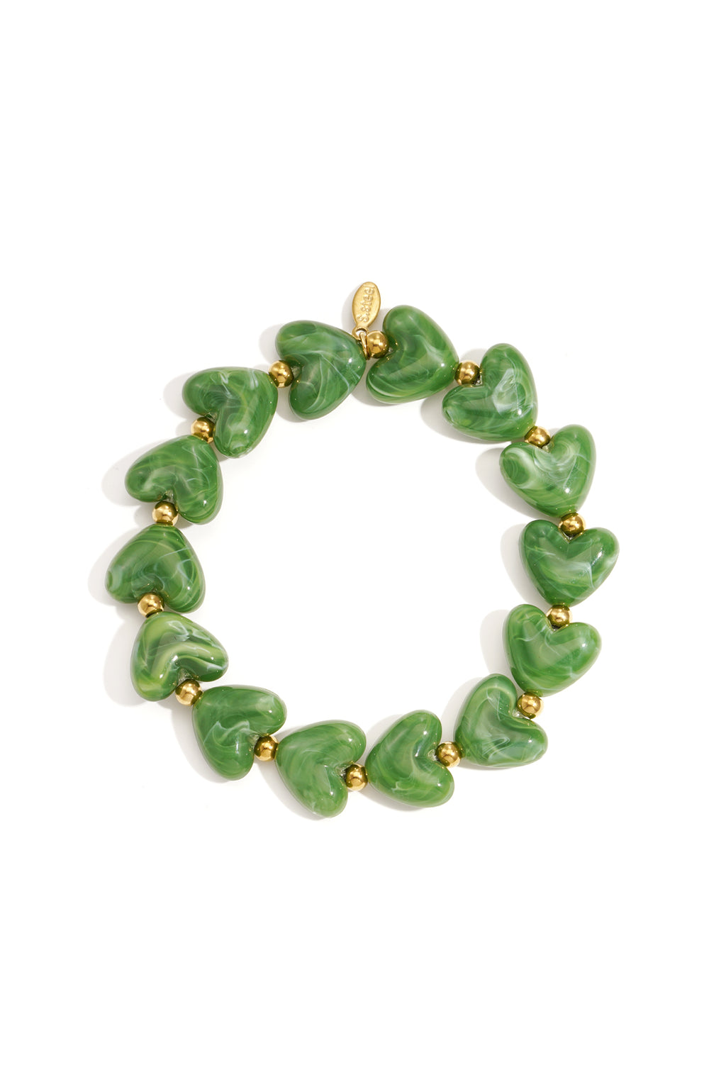 Elastische armband met hartkralen - groen