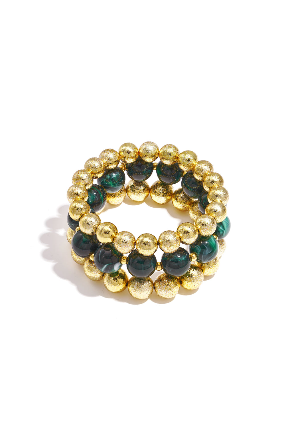 Armbanden set van 3 met kralen - donker groen