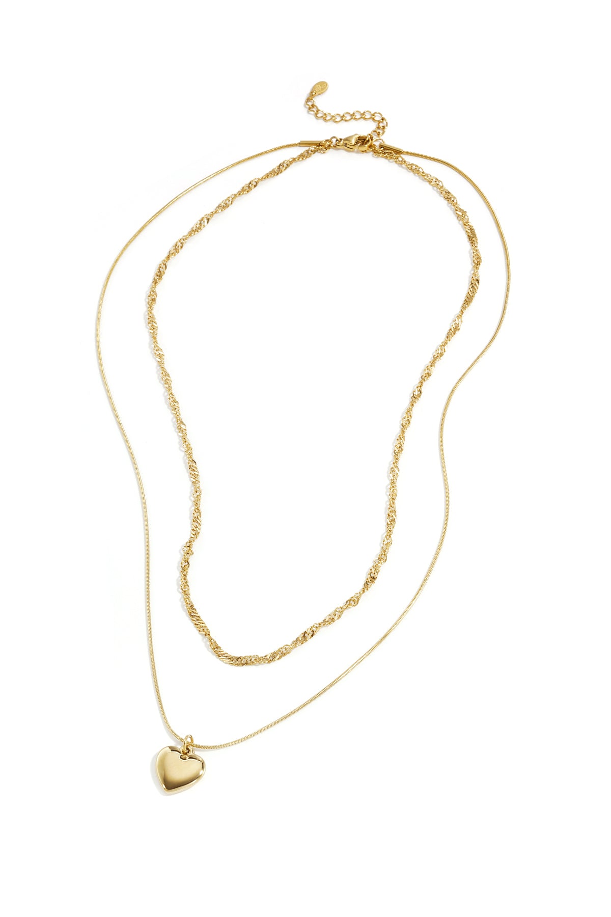 Gelaagde ketting met hartbedeltje - goud