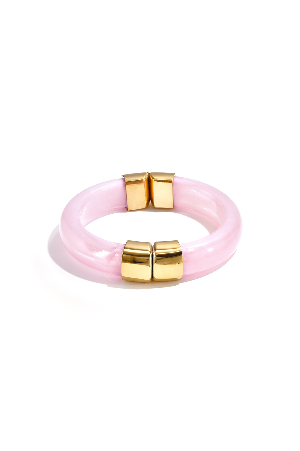Chunky bangle with gold details - licht roze