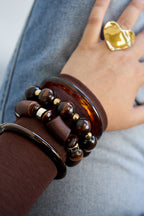 Chic Brown and Pink Beaded Bracelet for Everyday Elegance