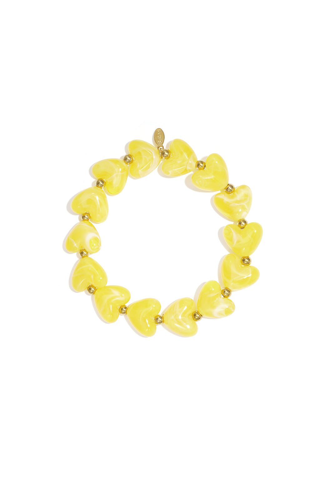 Elastische armband met hartkralen - geel