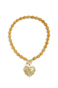 Kralenketting met frontsluitingcharm - kaki